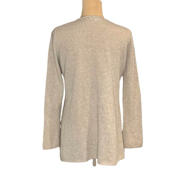 Minnie Rose Cashmere Open Front Cardigan Sz M Beige Minimalist Coastal Cozy - Picture 2 of 8